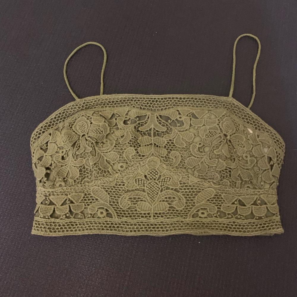 Free People Olive Lace Bralette